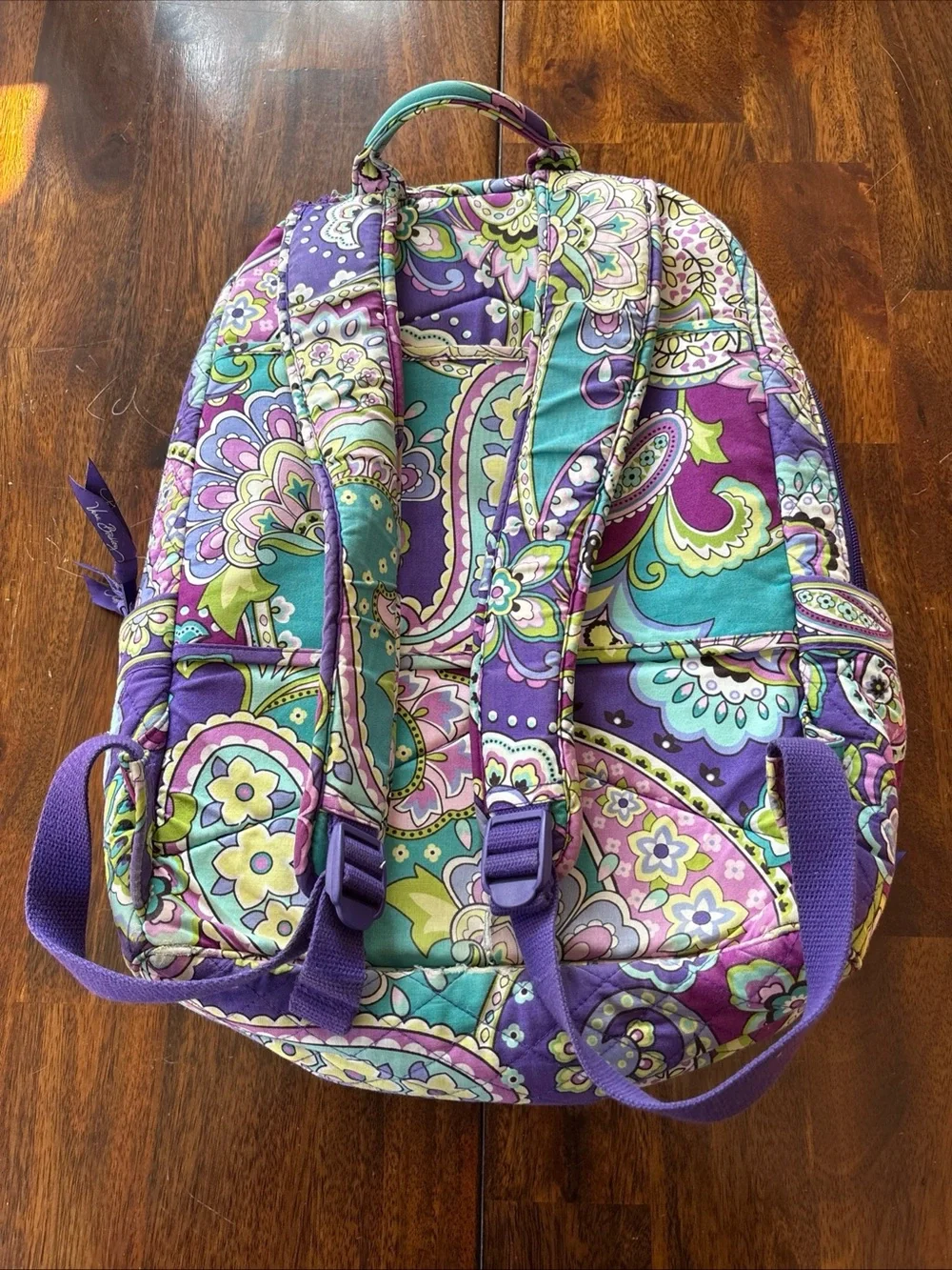 Vera Bradley Convertible Backpack Tote Bag Heather Purple Paisley Floral Retired